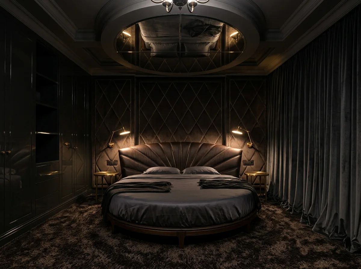 Wild Luxury - Master Bedroom: Round Bed and Mirrored Ceiling