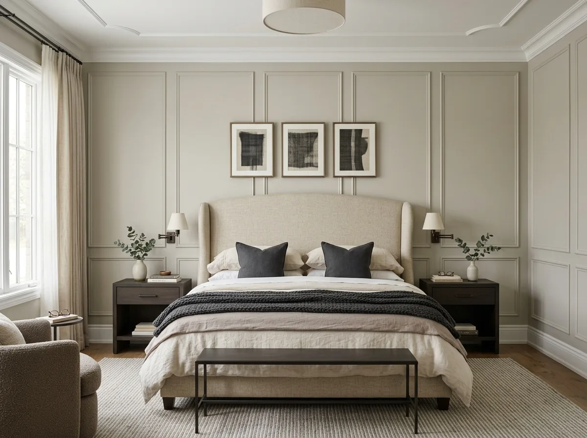 Transitional Bedroom: Traditional Headboard with Clean Lines