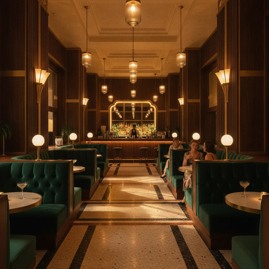 Art Deco 酒吧 · 墨綠與黃銅