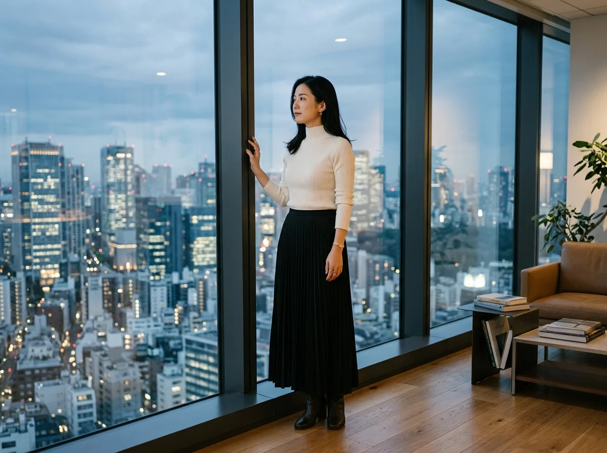 Urban feel by a high-rise window