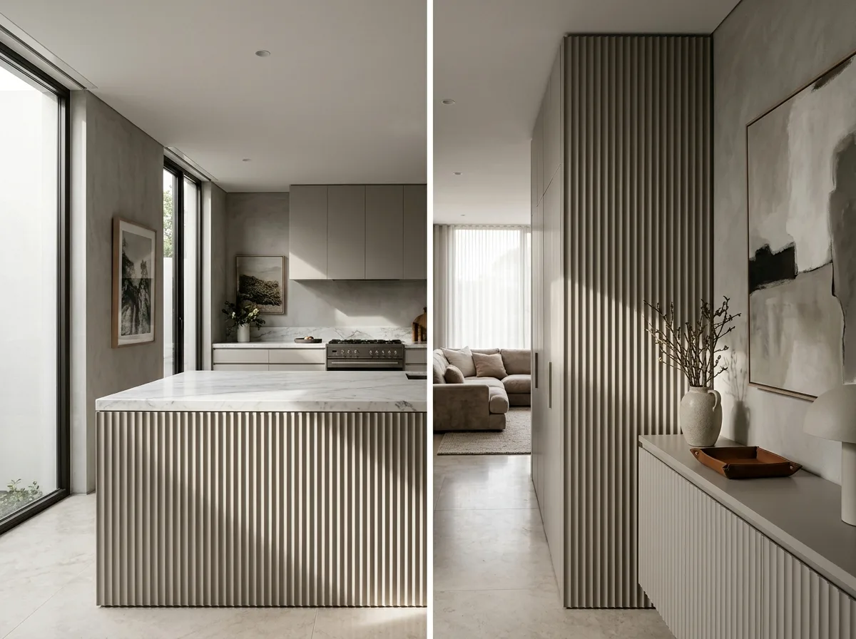Grooved surfaces: Volumes with vertical fine lines