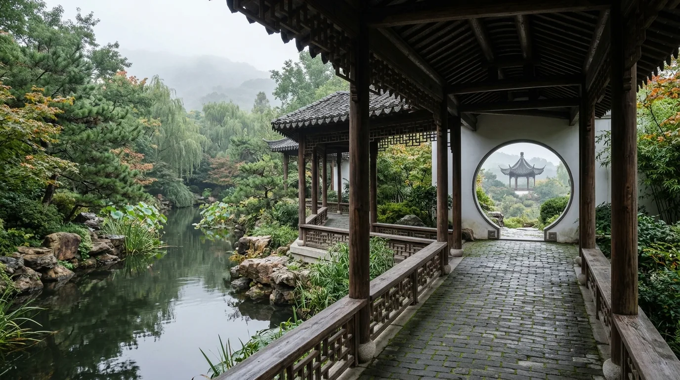 現代庭園：借景・曲廊・水の伝統的翻訳