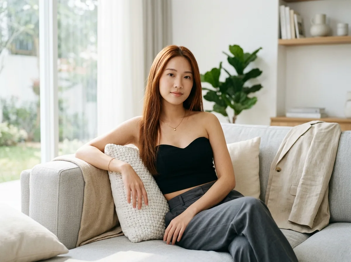 沙发上的红棕发肖像