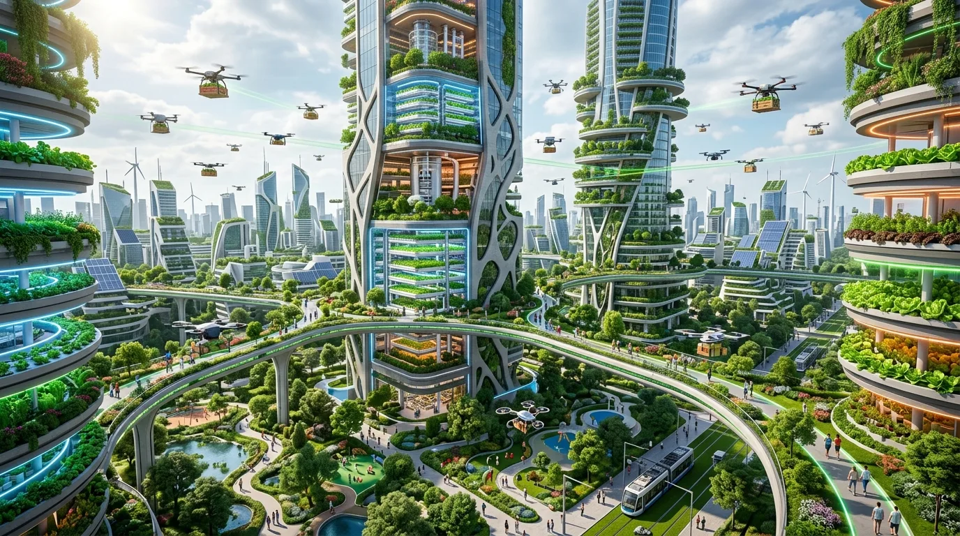 高科技垂直农场的城市景观