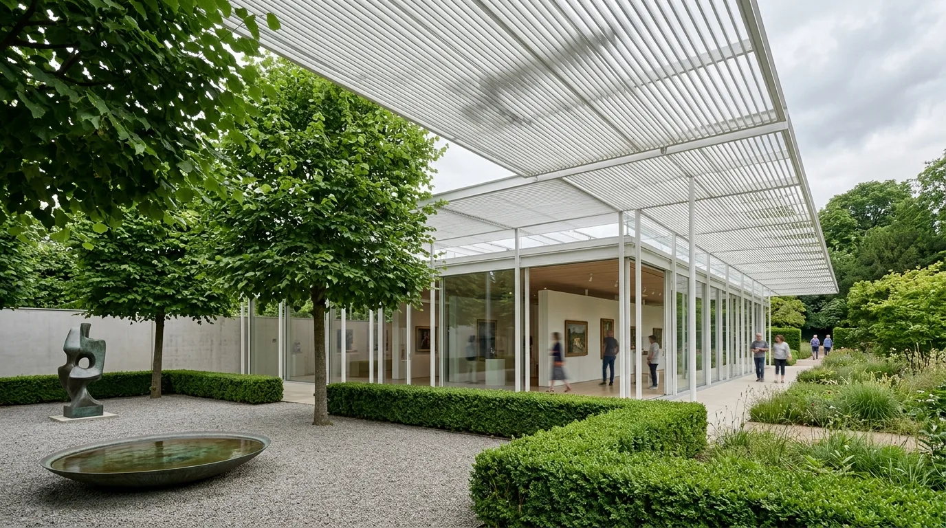 Museum Pavilion in the Garden: Light and Landscape as Primary Materials