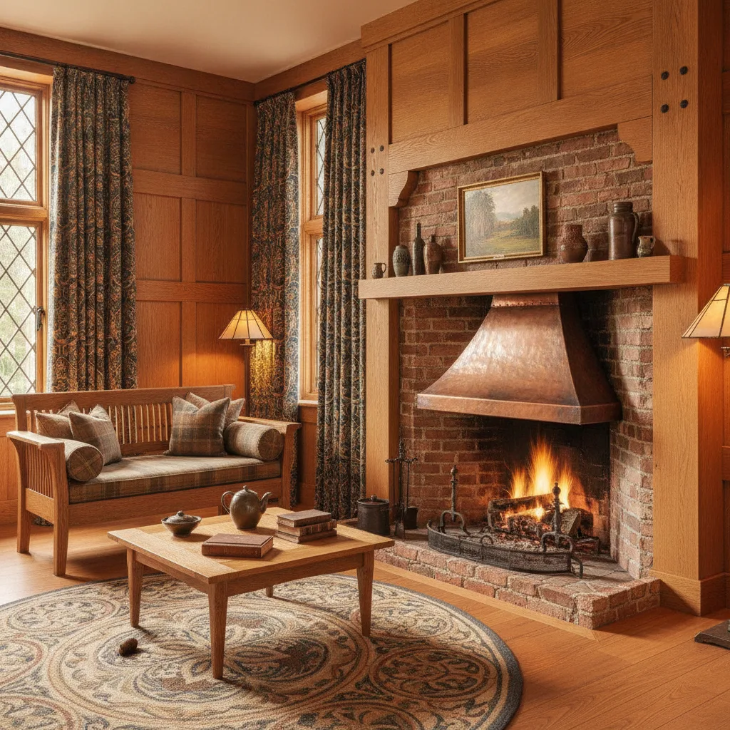 Arts & Crafts Living Room・Oak and Fireplace Nook