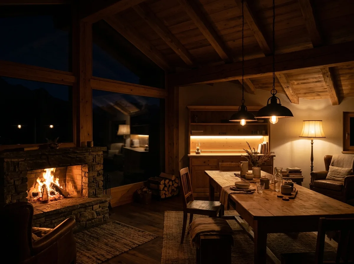 Night: Fire, Pool of Light & Darkness Outside