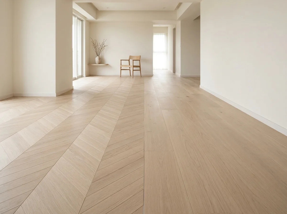 Flooring: Light-colored herringbone or straight lay