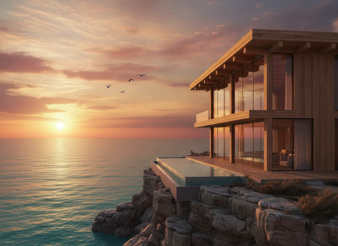 Concept Model to Realization: Modern Wooden House on the Coastline