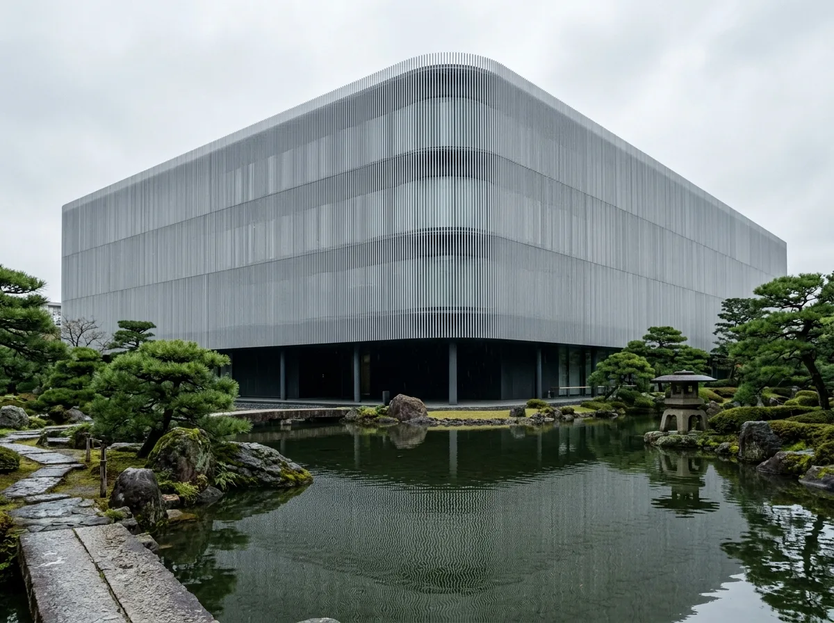 Aluminum Vertical Sunshade Office Building: Intricate Louvers and Inner Courtyard
