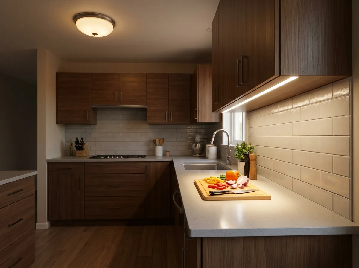 Lighting Adjustment: Adding under-cabinet lighting for countertops