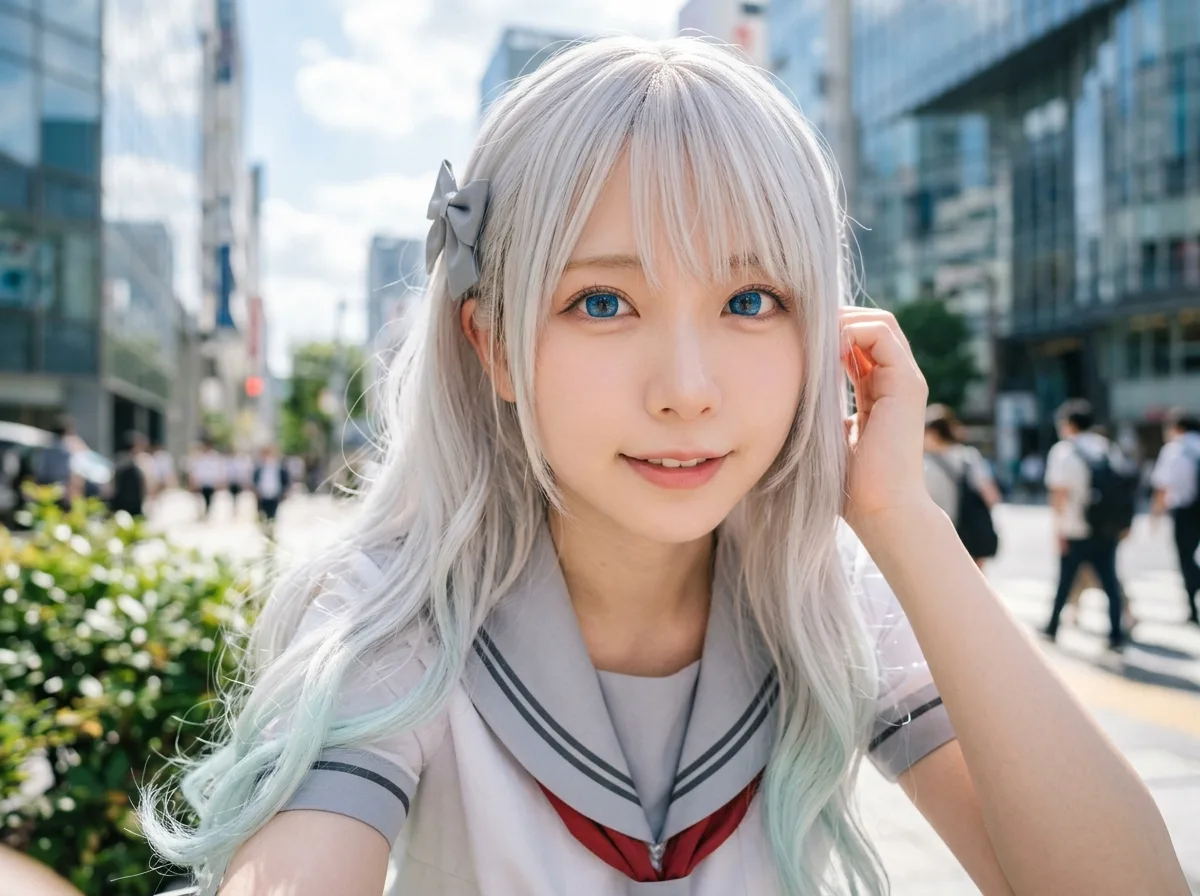 アニメ・リアリズム融合：セーラー服POV超クローズアップ自撮り