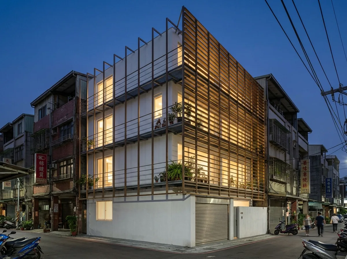 Double Skin: A Contemporary Townhouse Wrapped in an Outer Grille