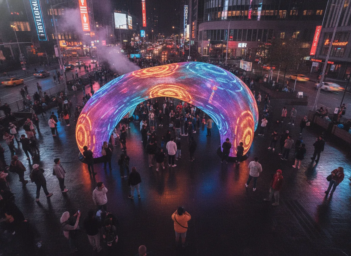 Tech Art Realm: Crowd and Light Sculpture Interaction