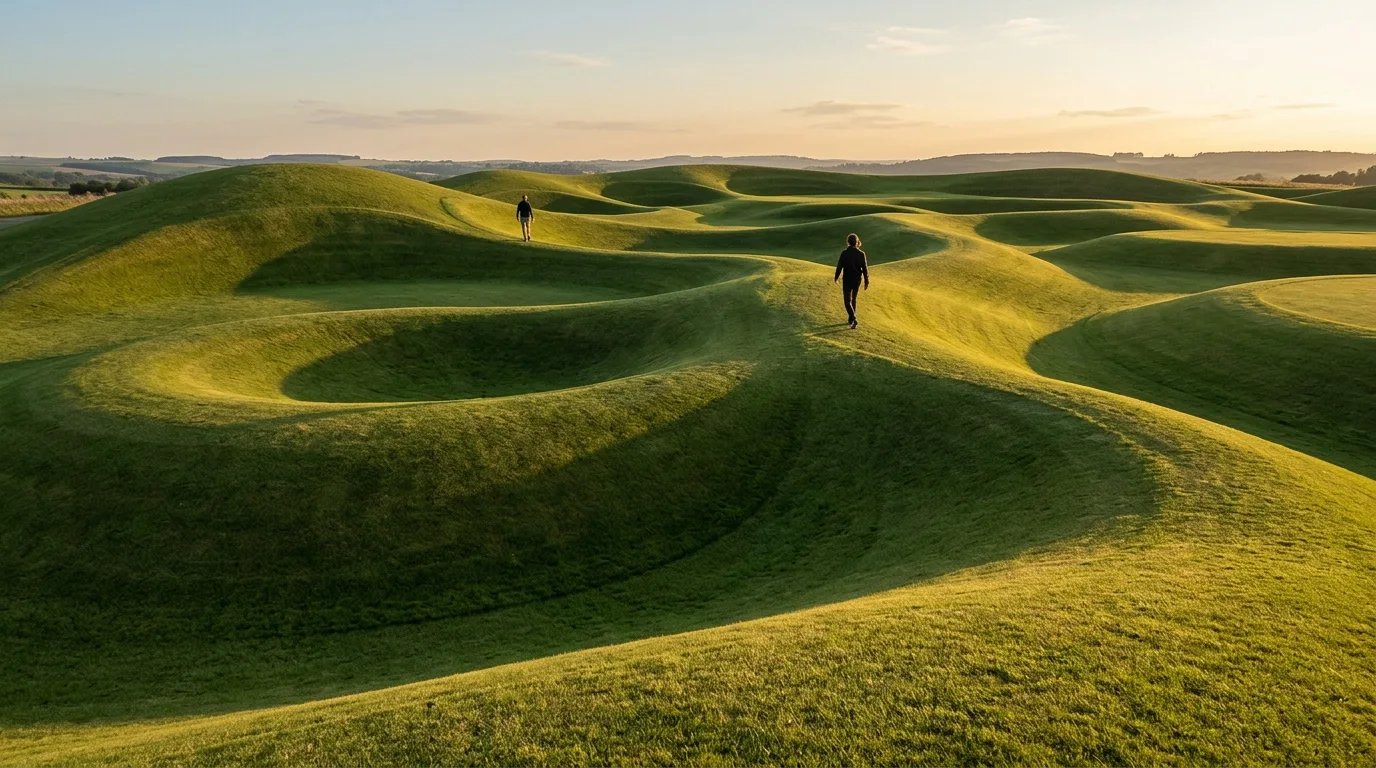 Topographic sculpture: The grass slope itself is the artwork
