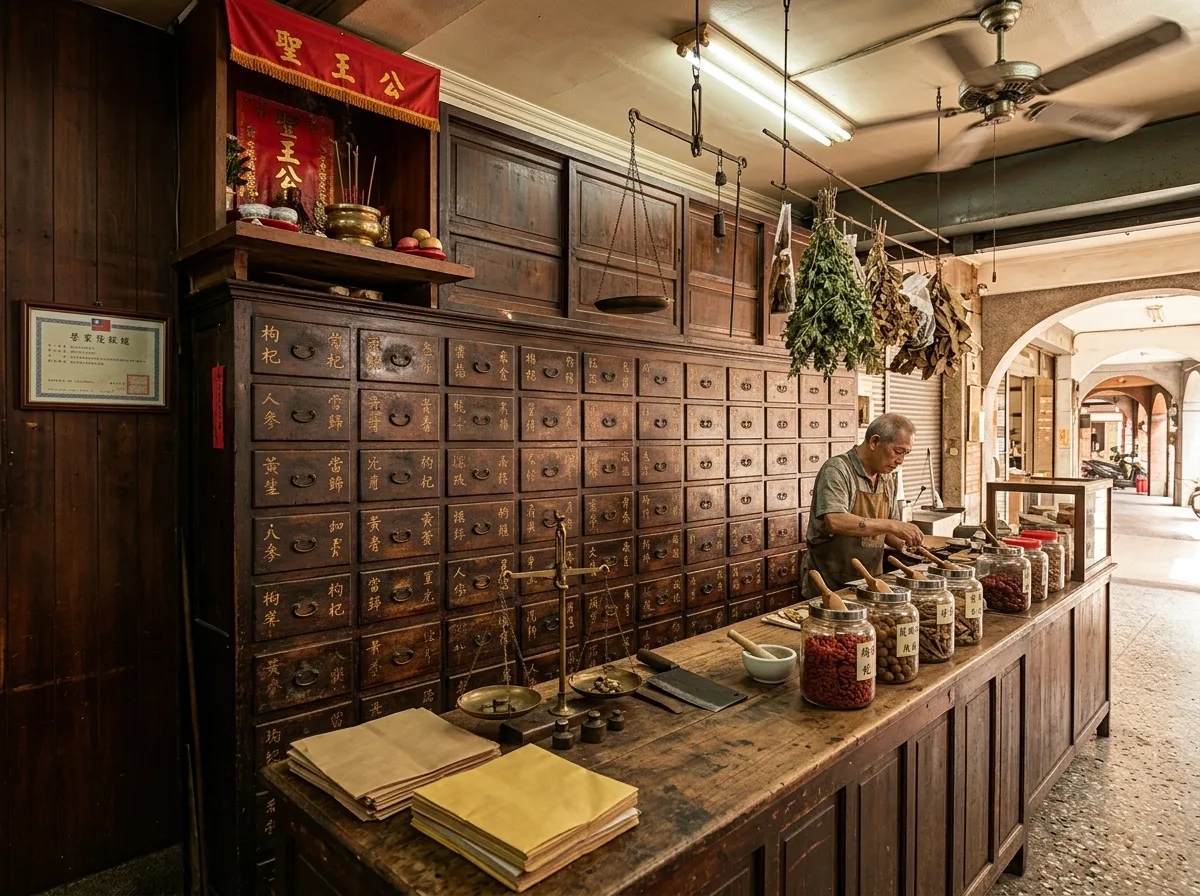 Chinese Herbal Medicine Shop: Bai Zi Gui and Scale