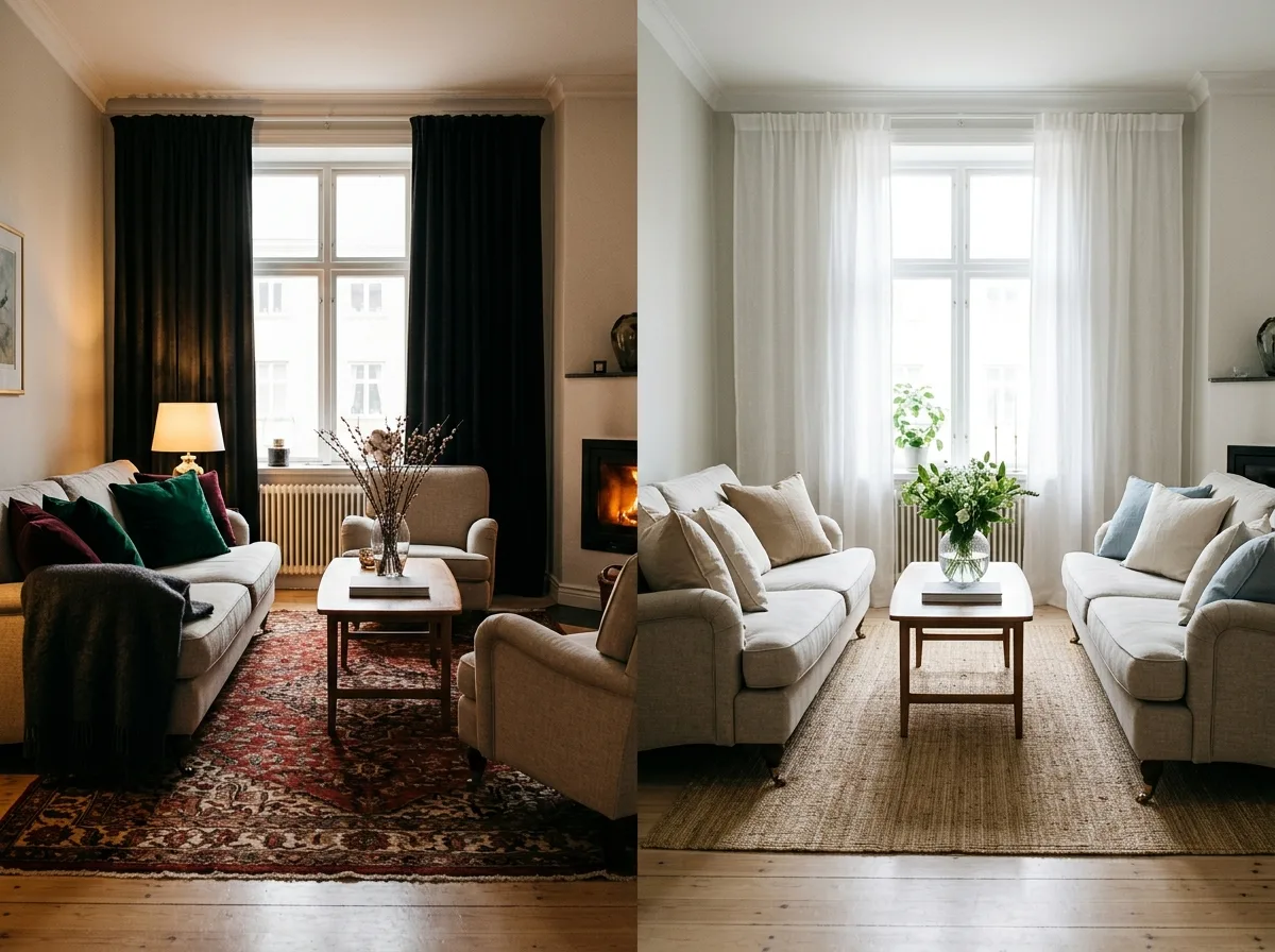 Textiles for the Season: A different set for the same room