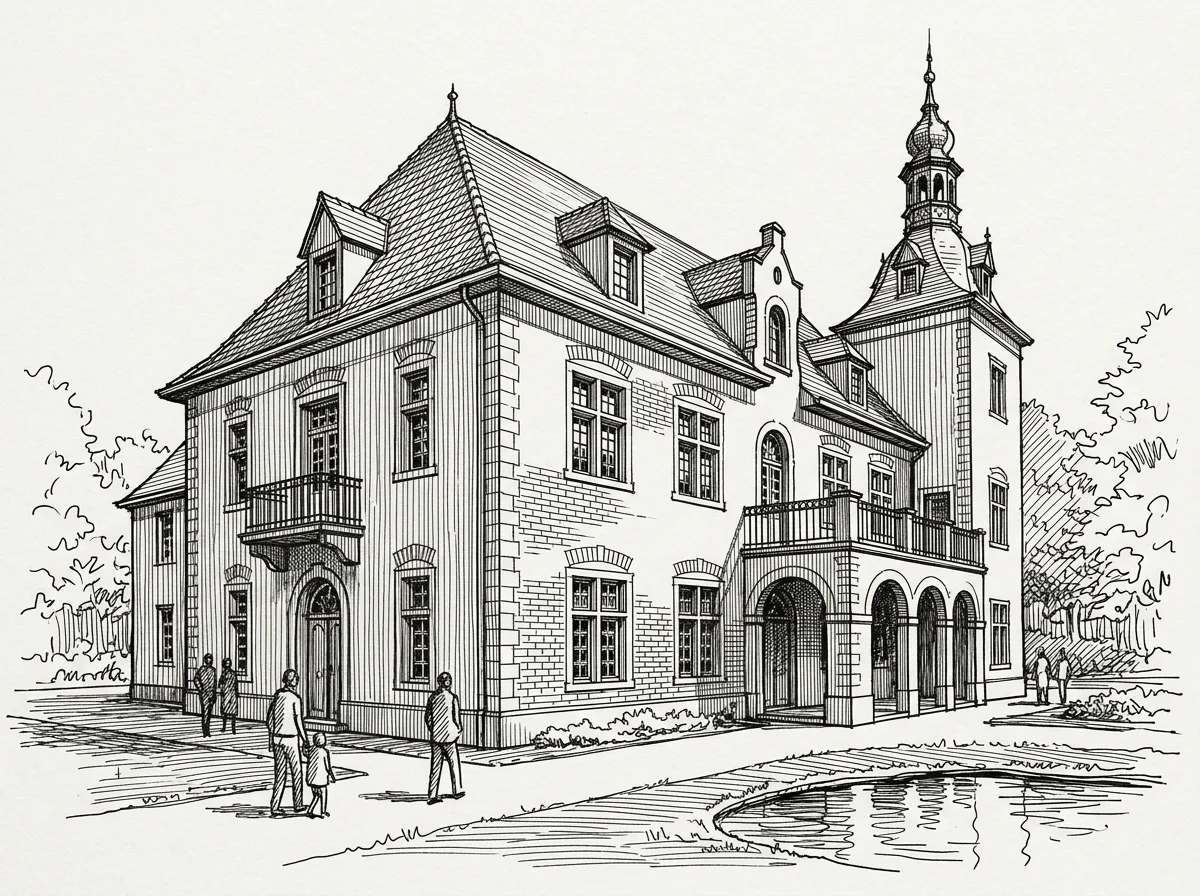 Black and White Ink Architectural Drawings: Dense Hatching and Shading