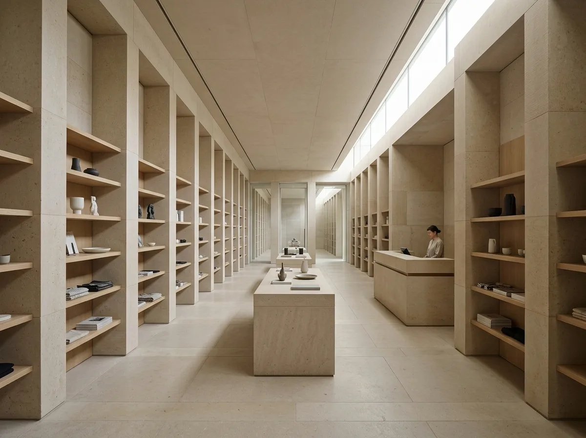 沉稳比例美术馆商店：石材与秩序
