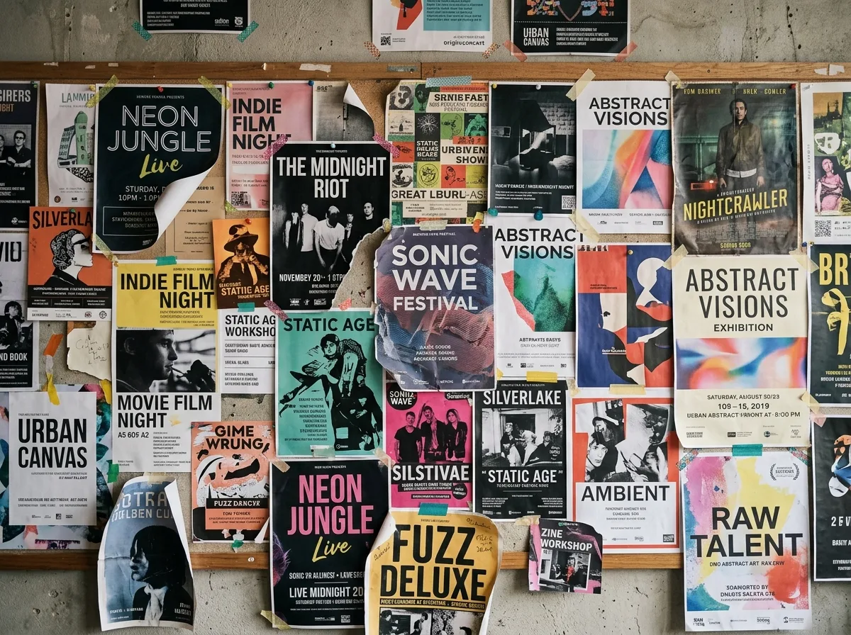 Poster wall: Attached with masking tape