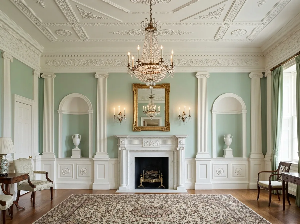 Neoclassical Salon: Pilasters, Fireplaces, and Symmetry