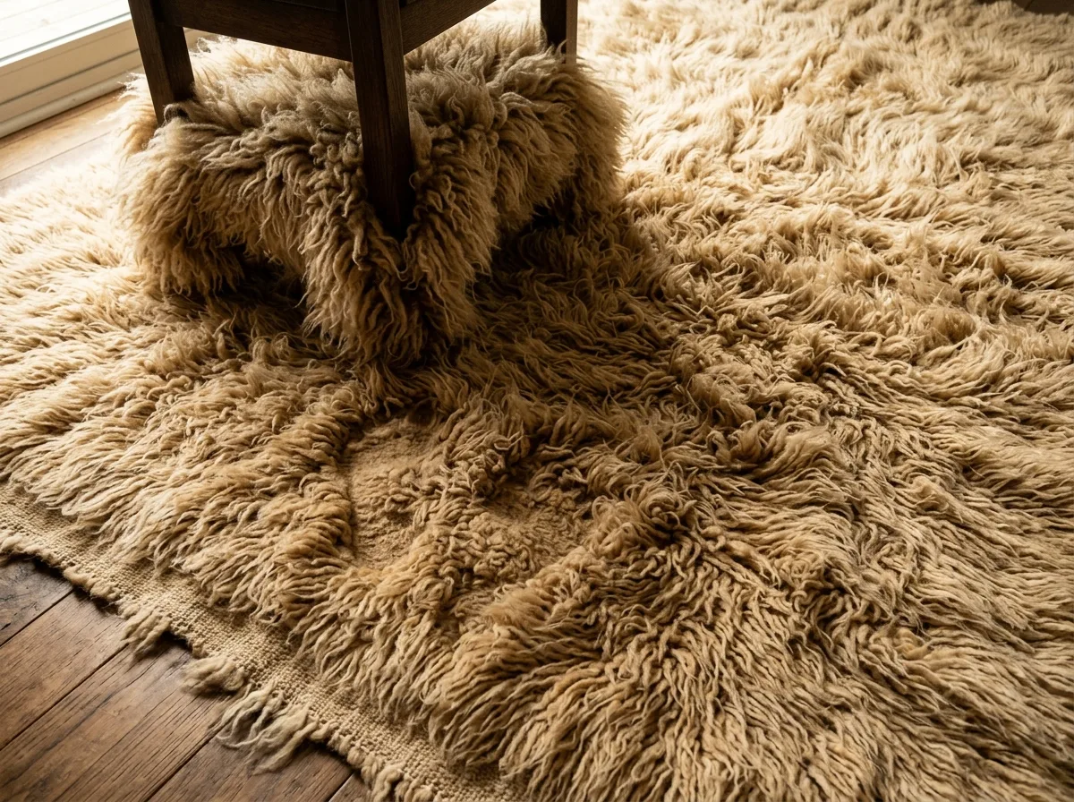 Shag carpet: feet sinking in