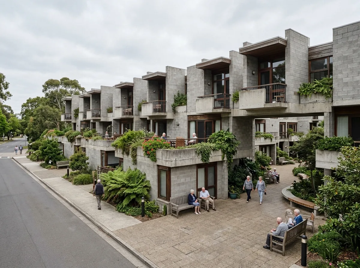 Terraced Senior Housing: Recessed Balconies and Shared Platforms