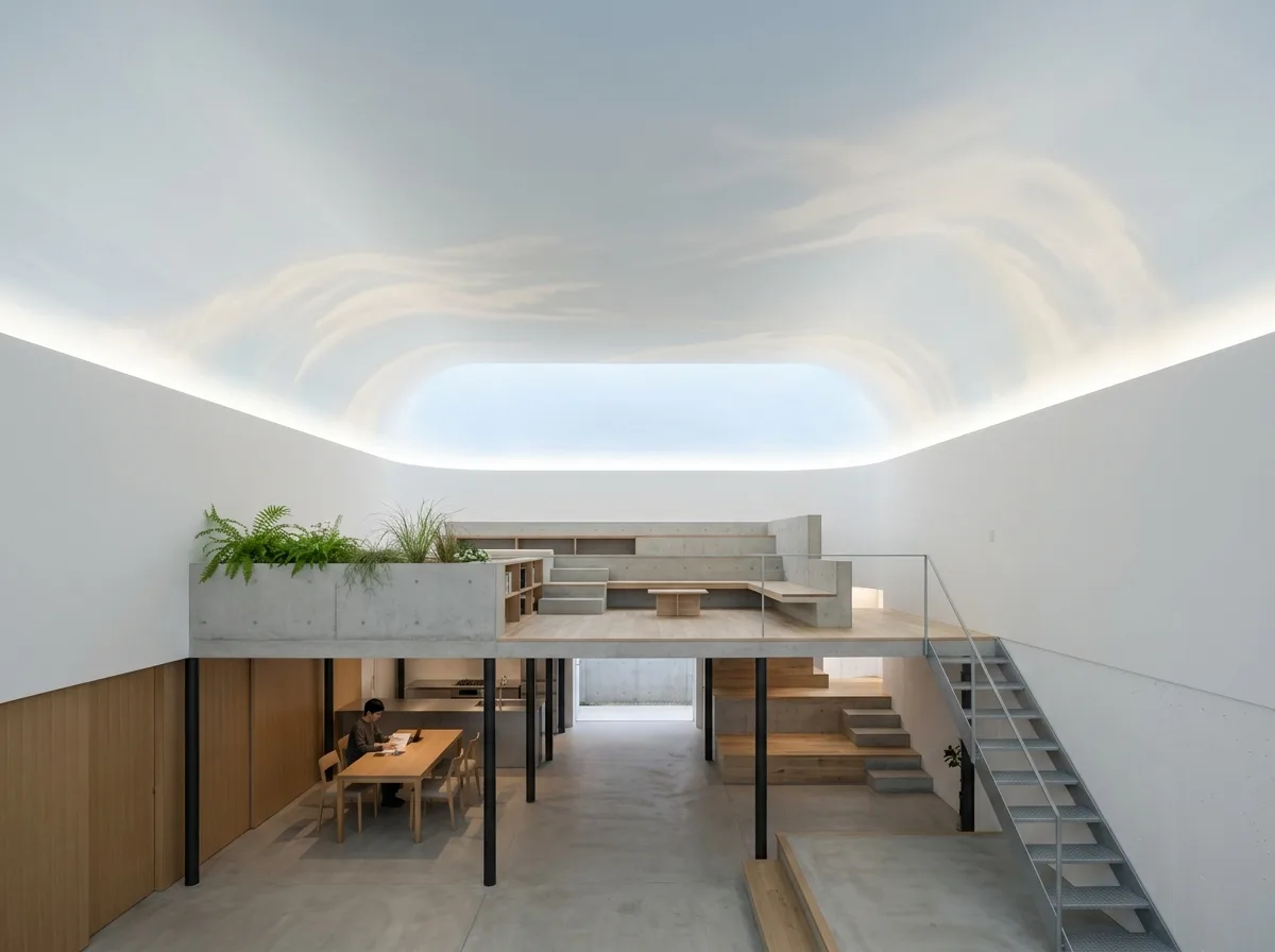 Interior Sky of Urban Housing: Artificial Clouds and Top Lighting