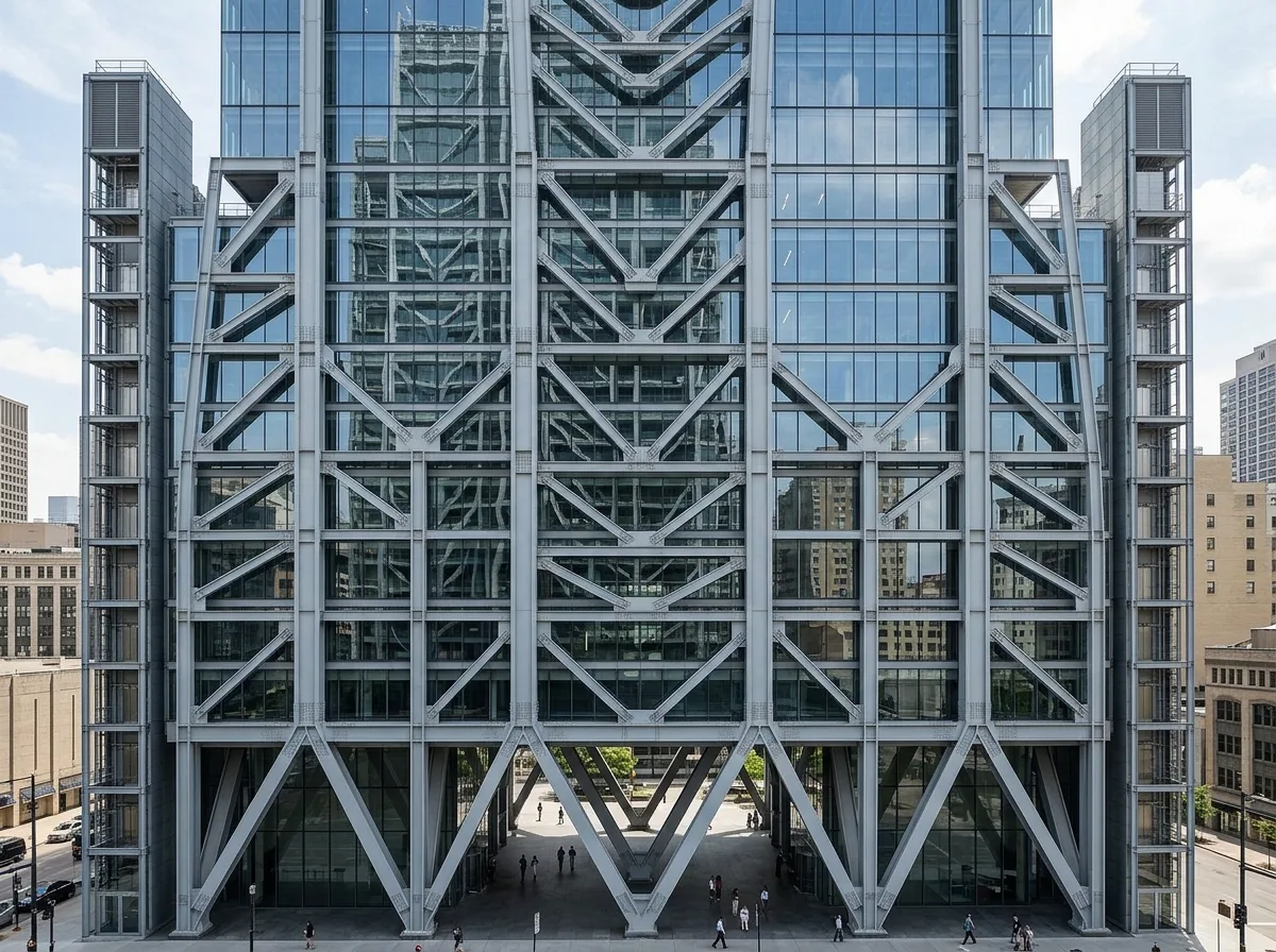 外挂结构塔楼：将桁架与楼梯全部推到室外