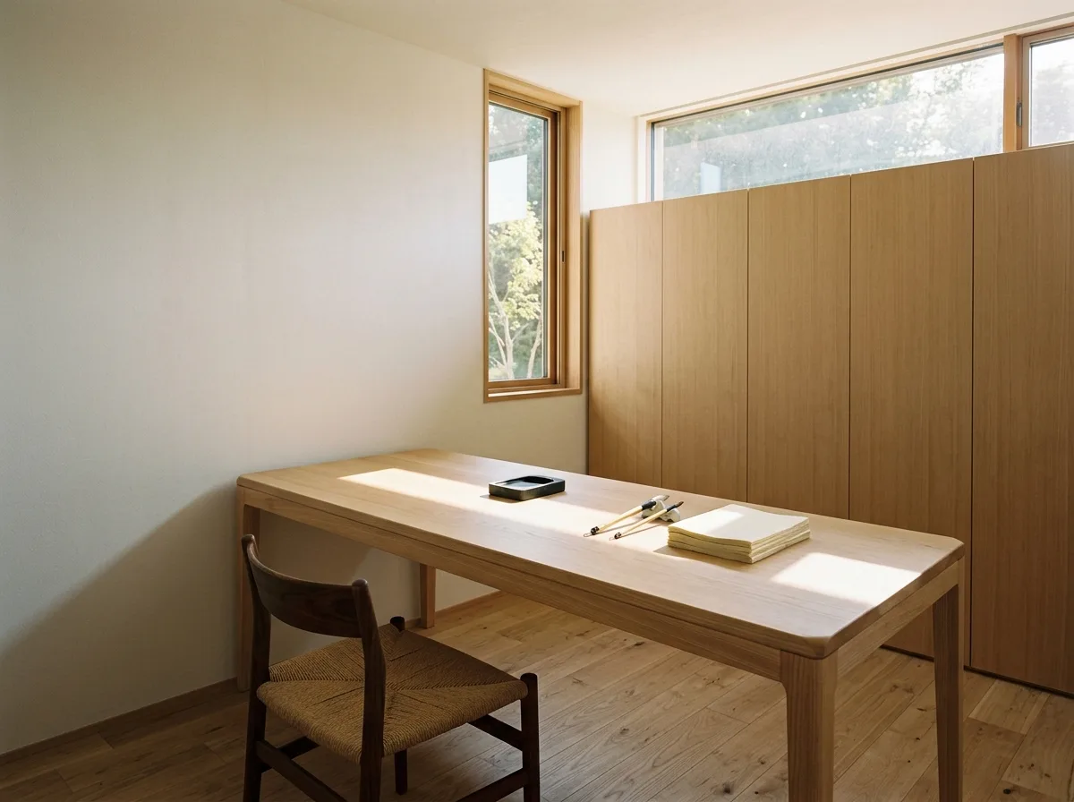 Modern Zen Study: One Desk and One Light