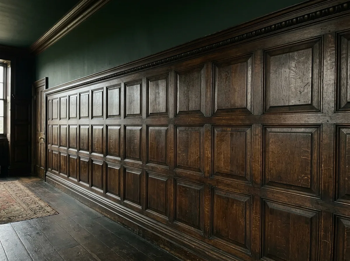 Dark Wood Paneling: Waist-High or Full Height