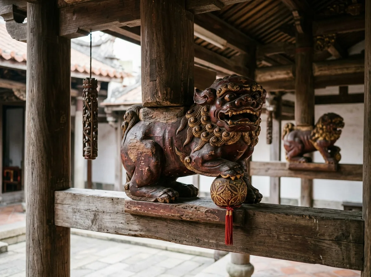 狮座与竖材：承重构件上的动物