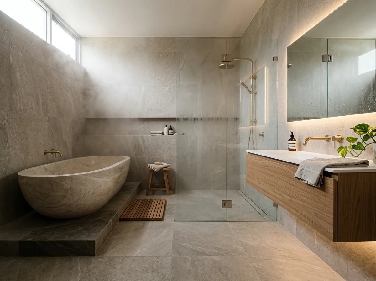 Bathrooms: Wet Areas, Stone & Indirect Lighting