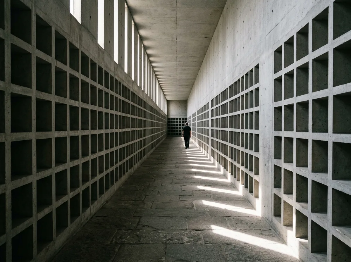 Memorial Space Interiors: Repeating Geometry, Filtered Daylight, and Silence