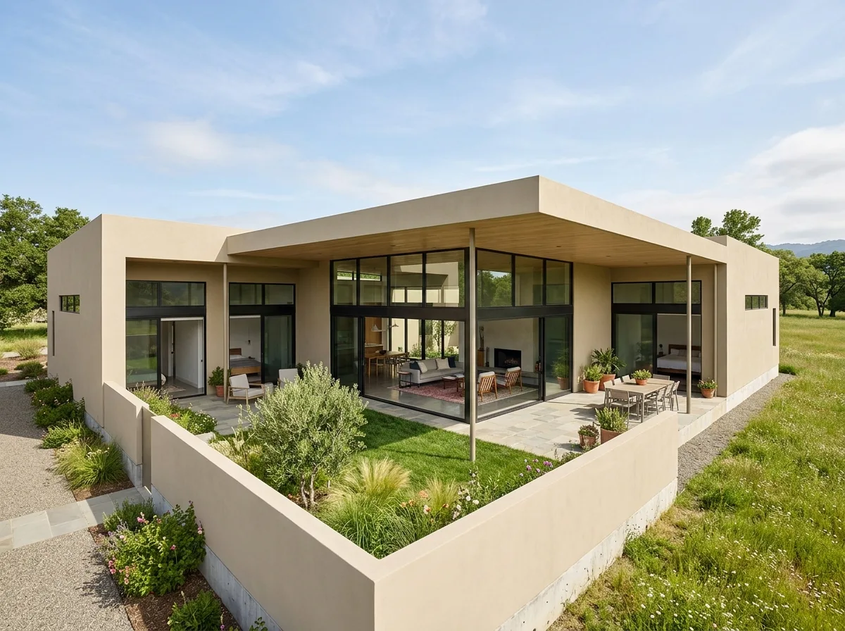 L-Shaped Embrace: Two Volumes Enclosing a Courtyard