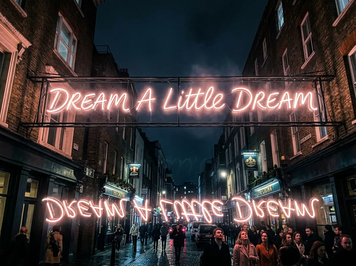 Neon Text: A Sentence Suspended Above Public Space