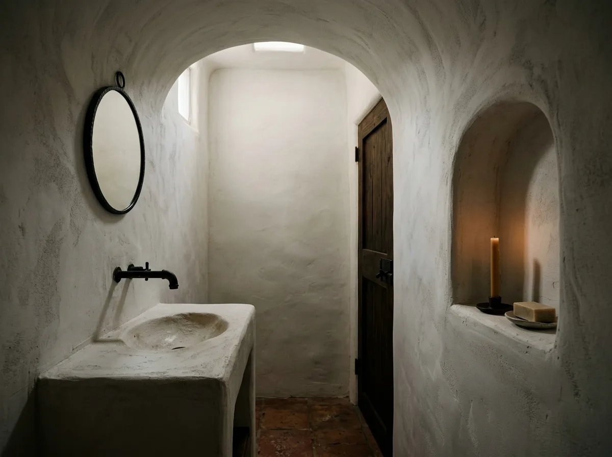 Spanish Revival • Powder Room: A Niche and a Candle