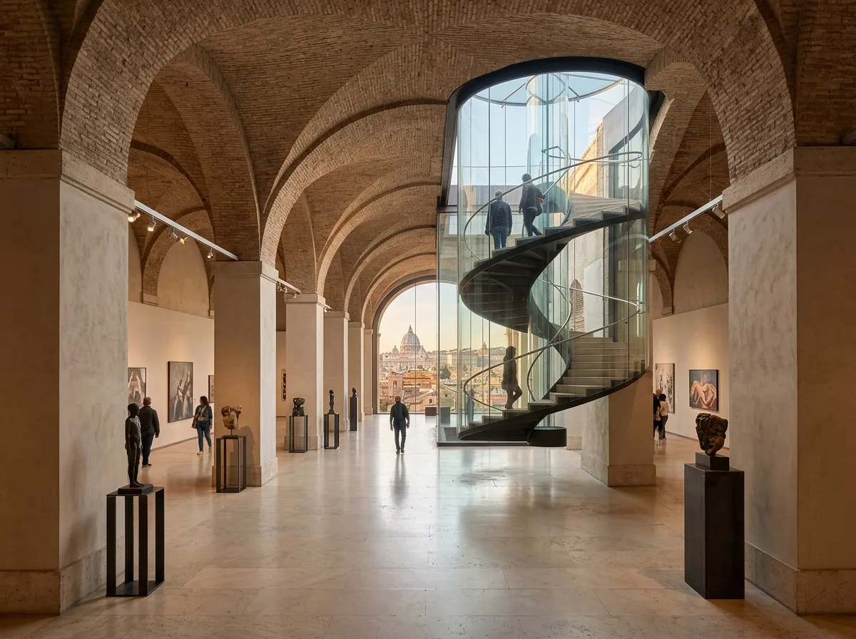 Stable Conversion Exhibition Hall: Vaulted Space and New Staircase