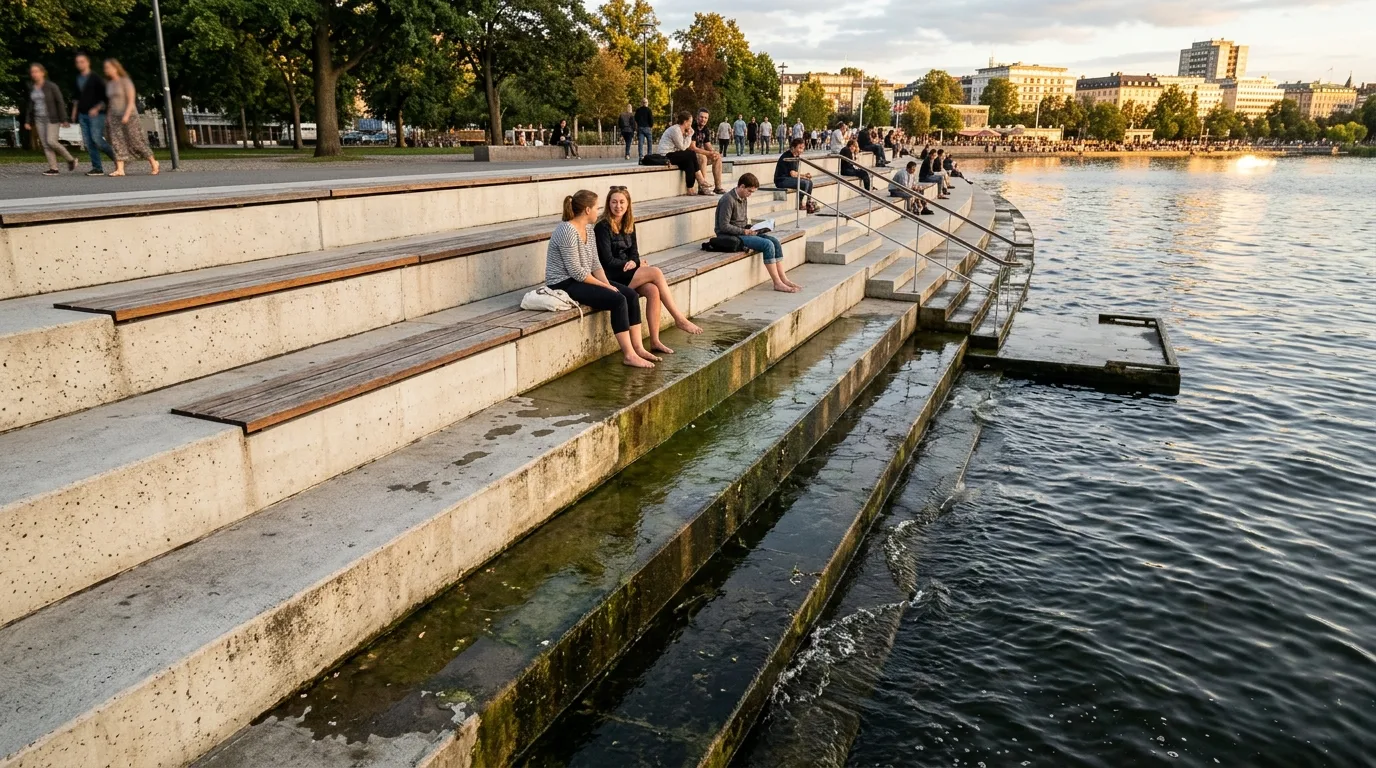 Waterside Steps: A Boundary Where Feet Can Reach the Water's Surface