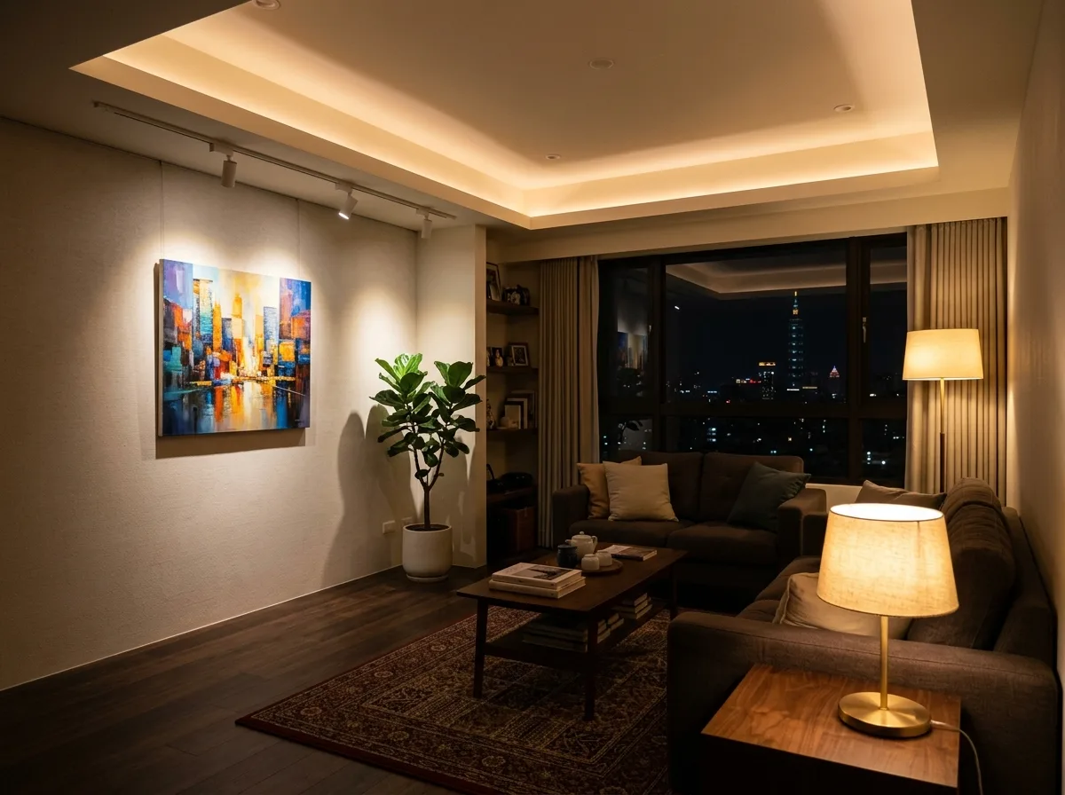 Division of three lights: base, accent, and ambiance