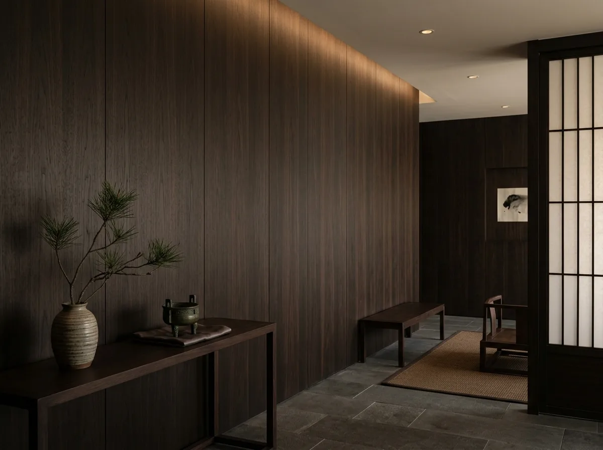 Contemporary Version of Dark Hardwood: Fine Grain, Large Surface