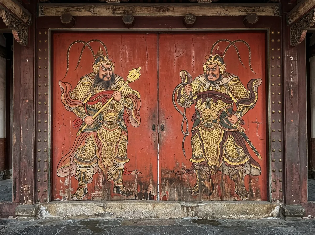 门神彩绘：三川门上的武将