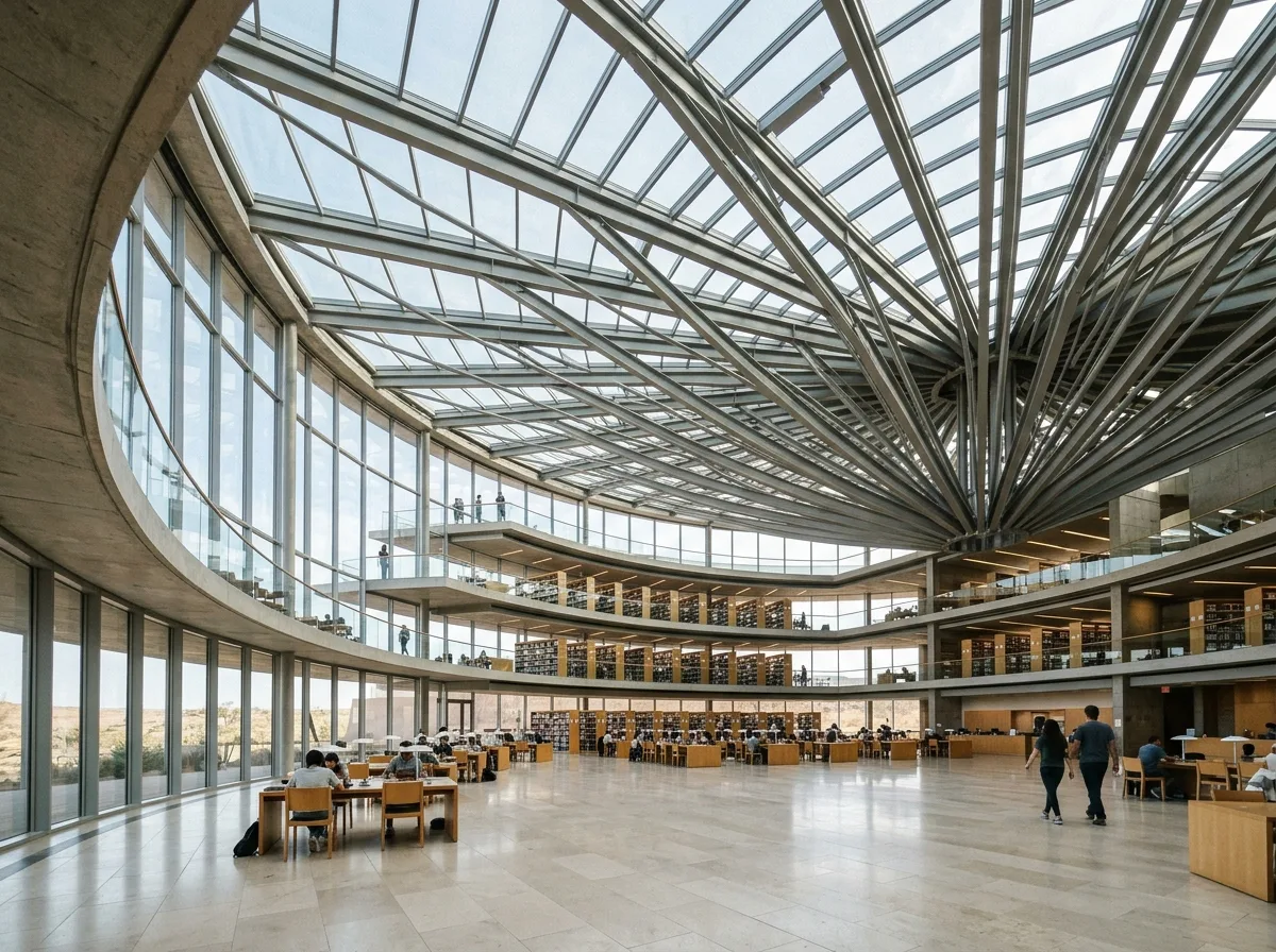 Library's Light Dome: Radial Ribs and Central Light Well