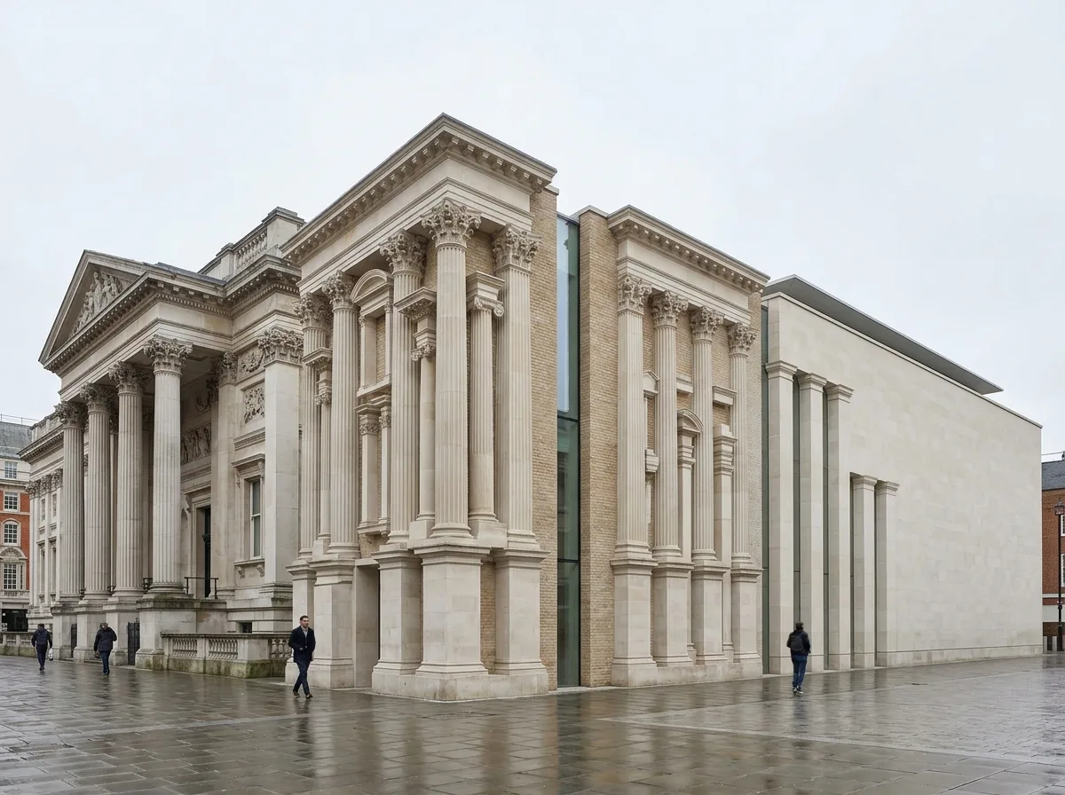 Contemporary Reinterpretation of Historical Vocabulary: Classical Columns and Flattening Treatment