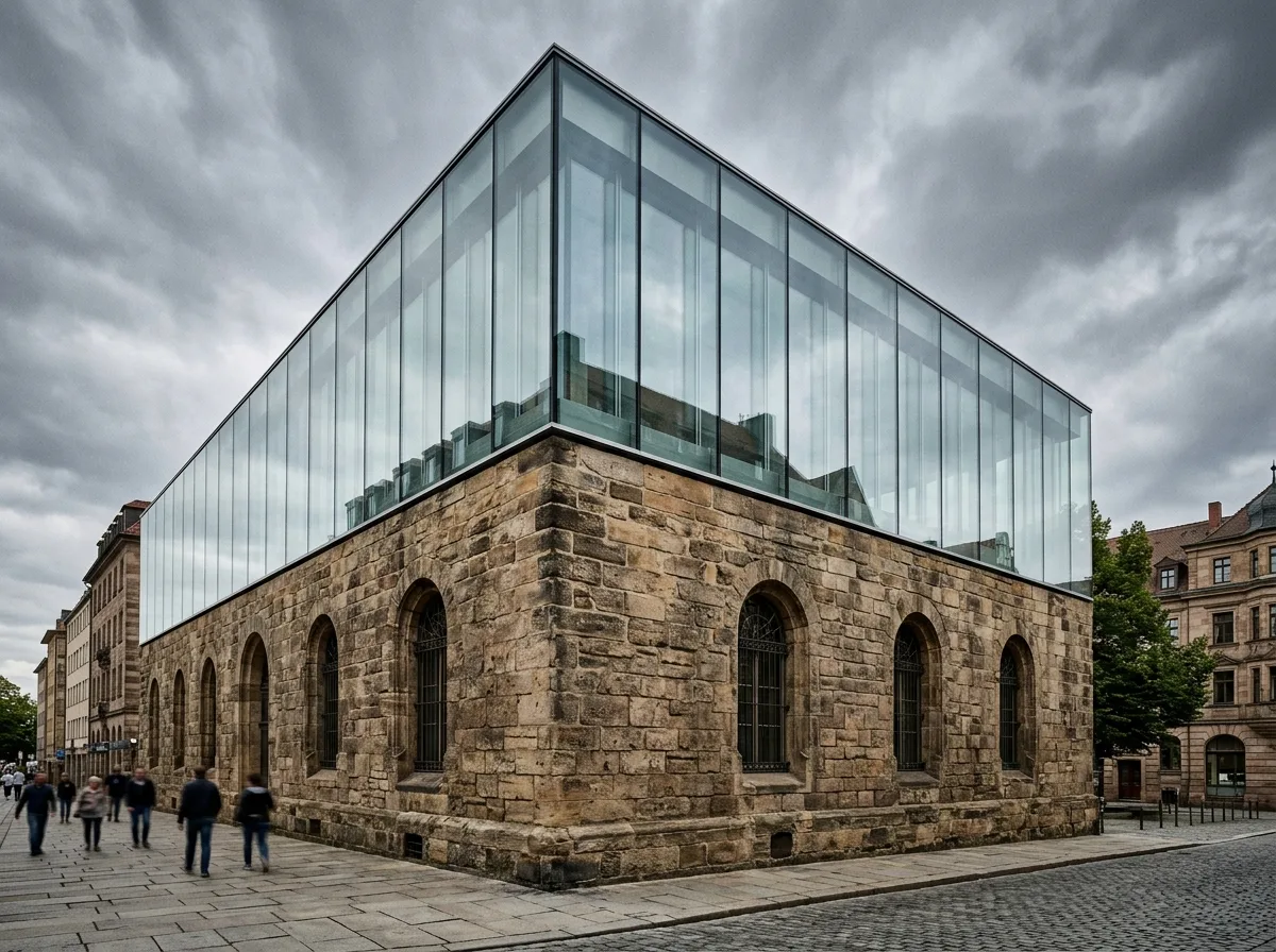 Contrast of Two Materials: Heavy Masonry and Light Glass