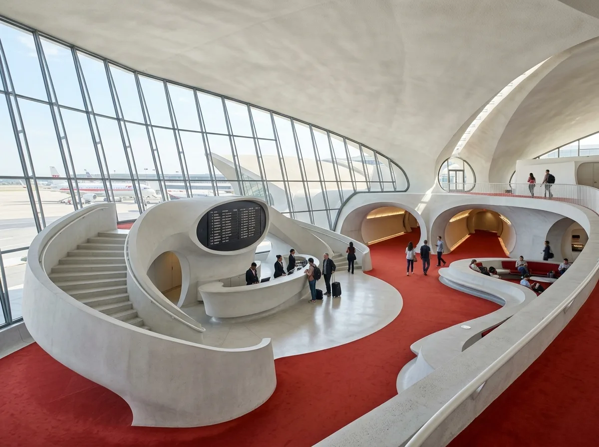 Terminal Interiors: Continuous Surfaces and Circulation Without Right Angles