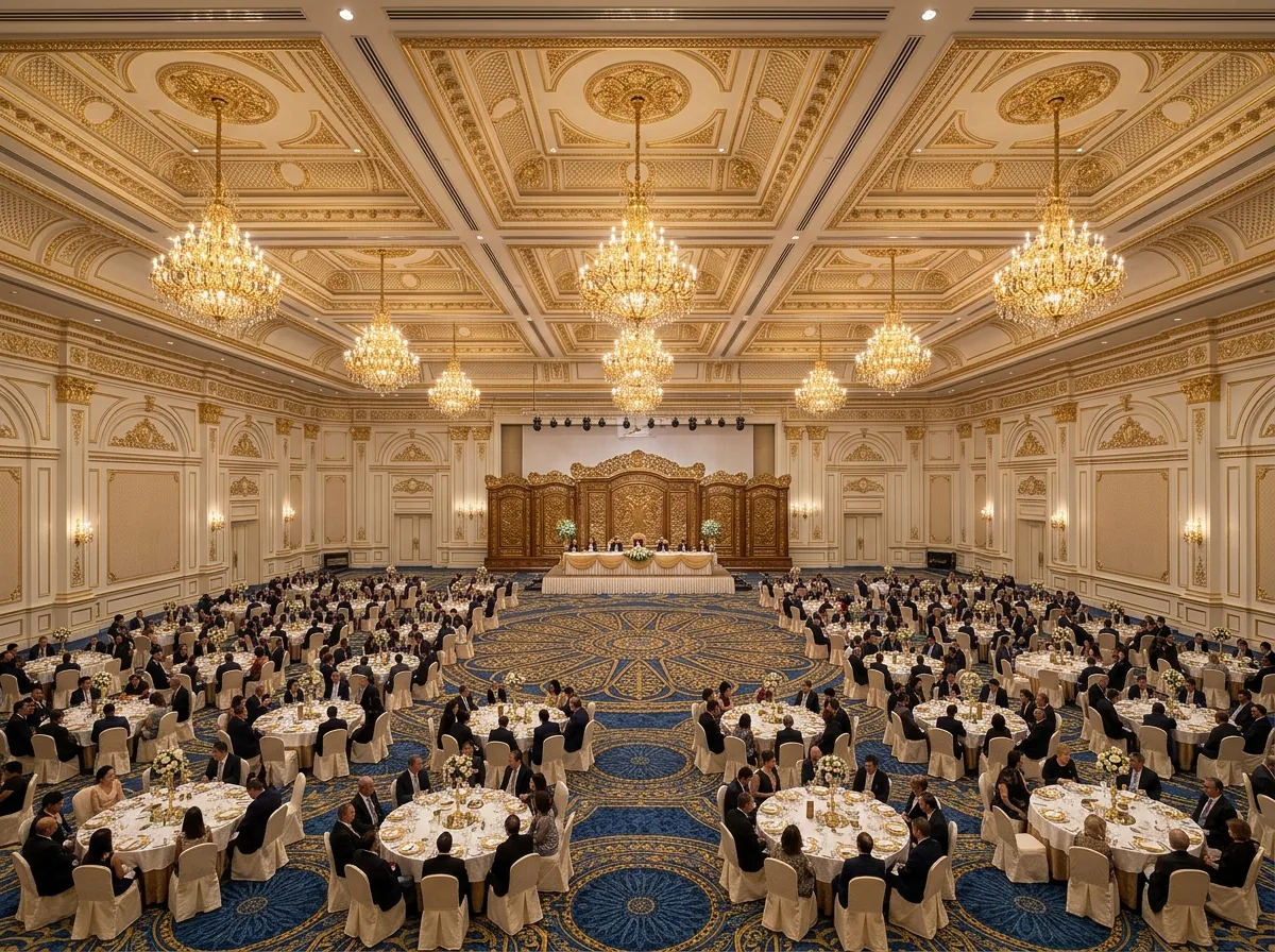 宴会場の円卓のスケール：600人のための対称配置