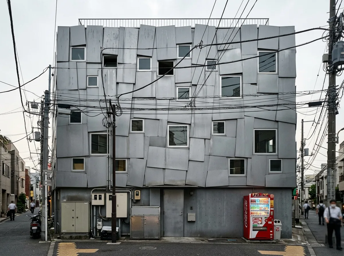 Chaotic Urbanism: Inclined Metal Facades and Irregular Openings