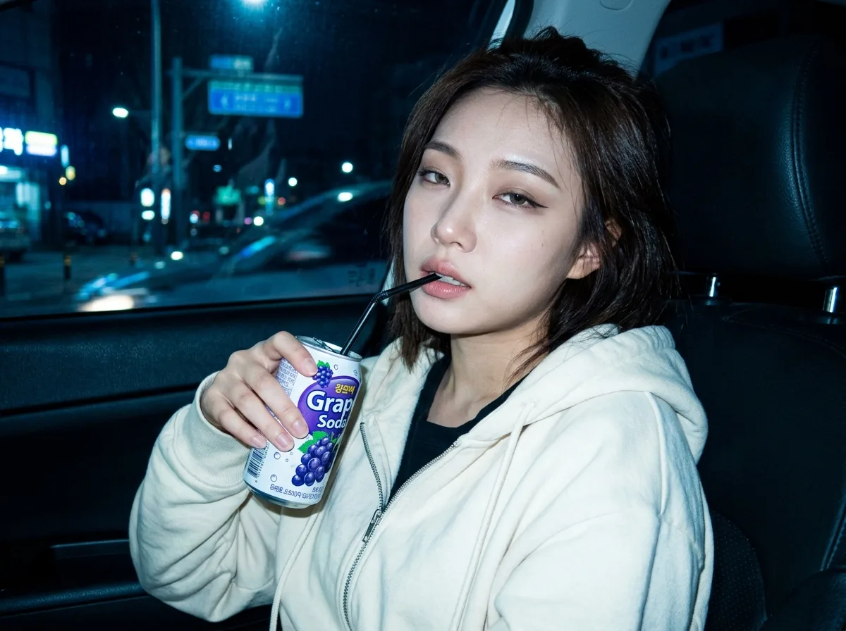 车内夜归・CCD直闪与冷蓝街景