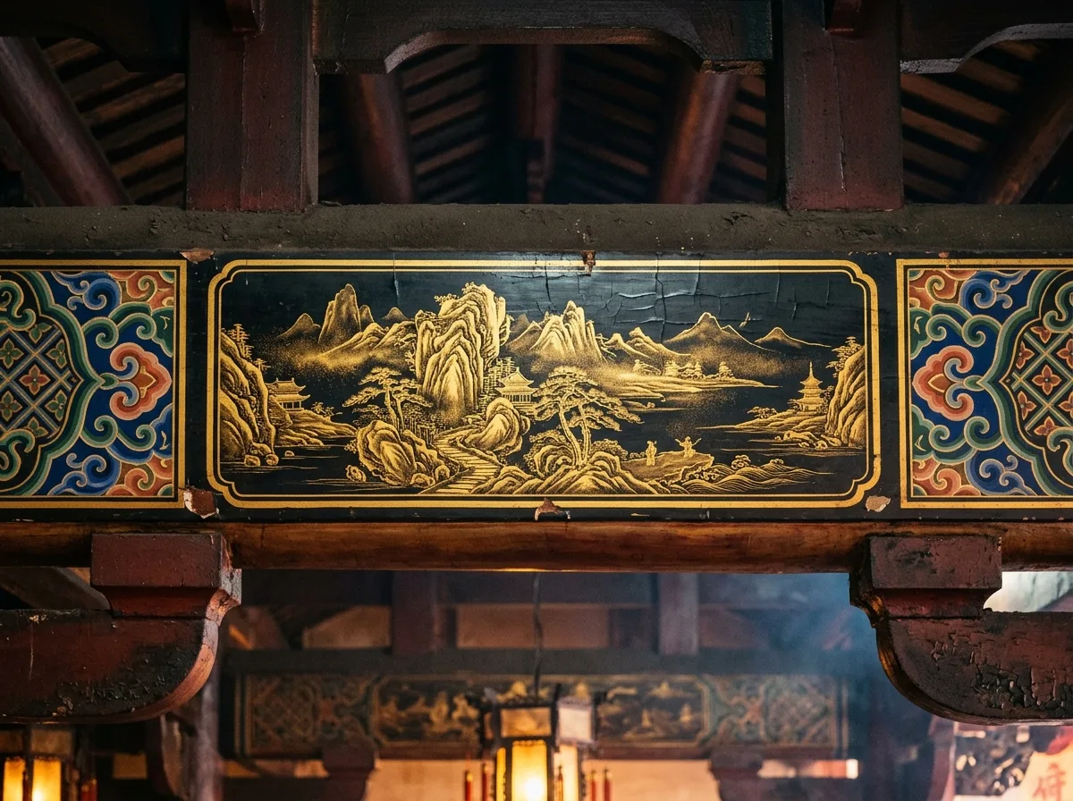 梁枋彩絵：擂金画と枋心